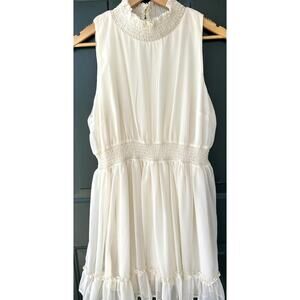 Altar'd State Sz L Cream Ivory Babydoll Dress Sheer Flowy Feminine Fairy Ruffles